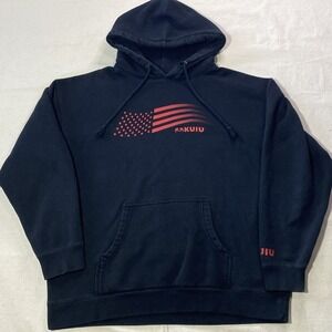 KUIU Hoodie Sweatshirt Men's Black Sz Medium Logo American Flag Outdoors USA